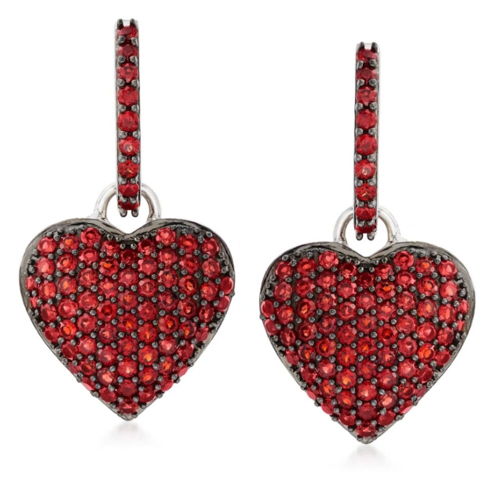 Garnet heart earrings
